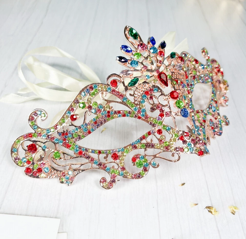 Masquerade Ball Party Gold Mask, Venetian Rainbow Eye Masks, LGBTQ Parade, Prom - Image 3 of 3