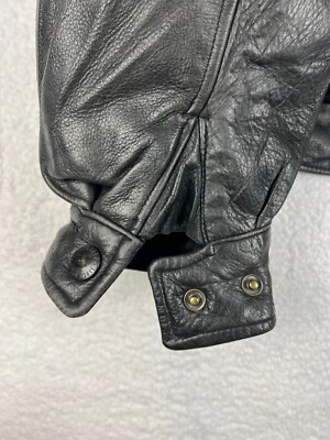 VTG Eddie Bauer Leather Jacket Mens Size Small Black Full