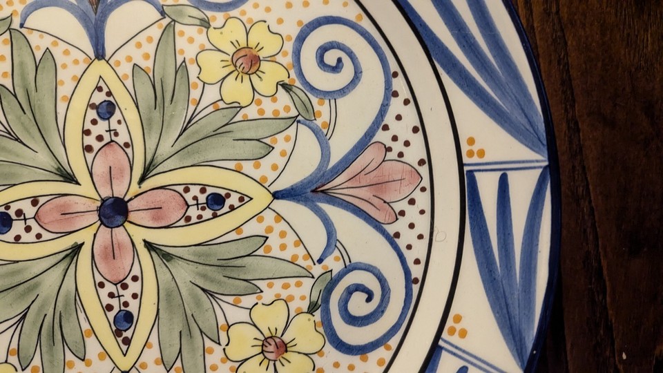 Large Spanish Floral Wall Hanging Plate eBay