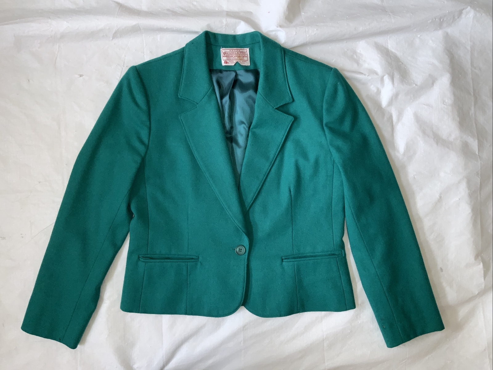 Pendleton Virgin Wool Single Button  Blazer Green… - image 2