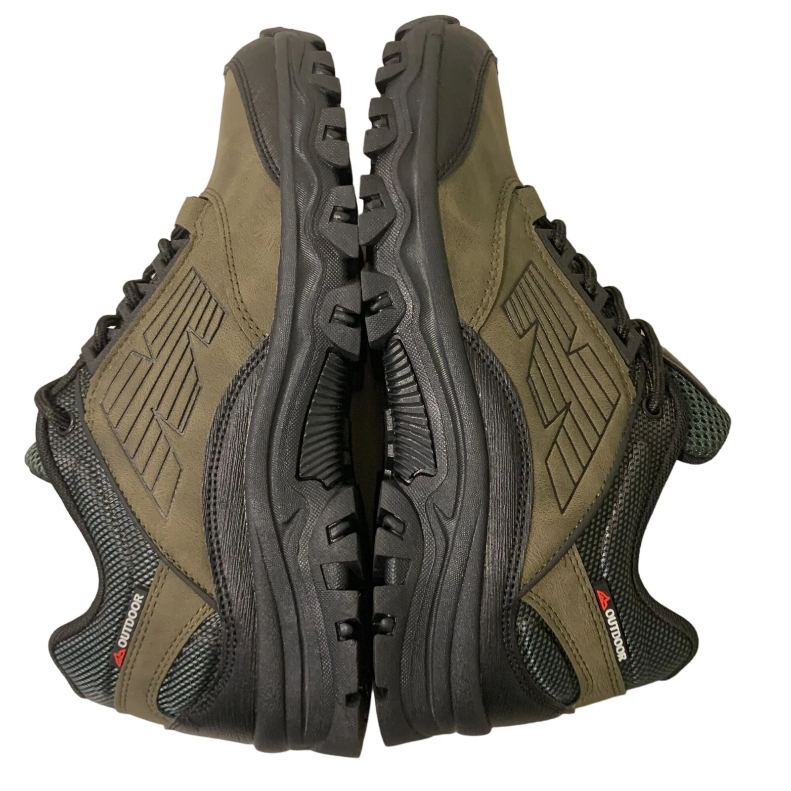 Mens Outdoor Hiking Shoes Size 7 Green & Black Trail-Ready Sneakers With Bumpy S