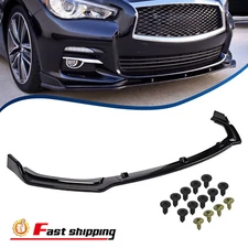 Gloss Black Front Bumper Lip Splitter Chin Fits 2018-2024 Infiniti Q50 Luxe Base