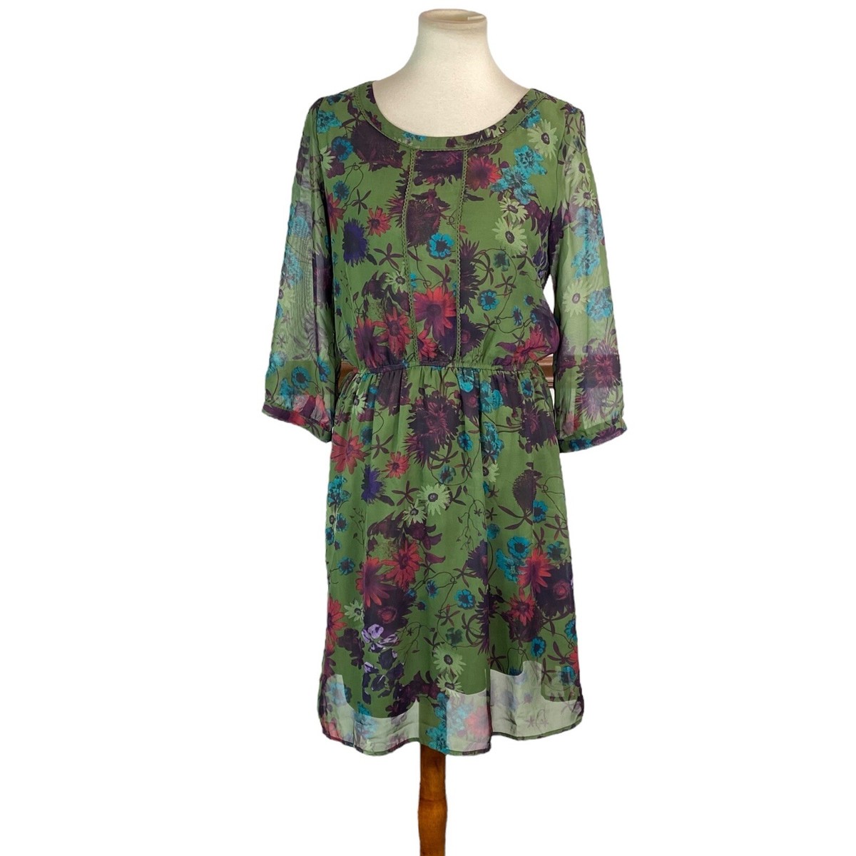 maurices boho dresses Maurices Women's Bare Ruched Sweetheart Printed Mesh Midi Dress Size Small