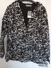 Womens Black/white Shower Resistant Jacket Lightweight Size 12 Bnwt Rrp £26