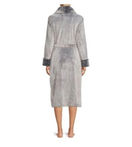 MUJER MINKY SUPER SUAVE PIEL ELEGANTE BATA - GRIS Foto 3 de 4