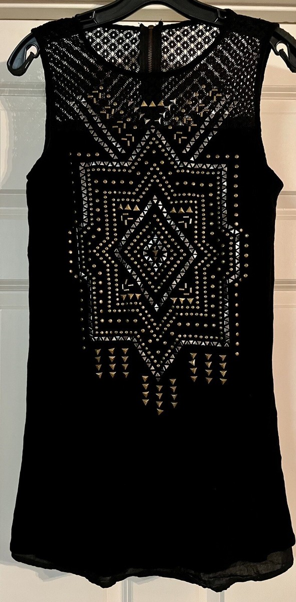 Taylor & Sage Boho Revival Old Money Mob Wife Glam Studded Crochet Lace Size S