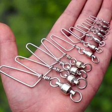 20/50/100PC Ball Bearing Fishing Swivels Snap Coastlock Fishing Line Connector