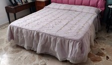 Copriletto matrimoniale con tulle ricamata - Vintage anni '70