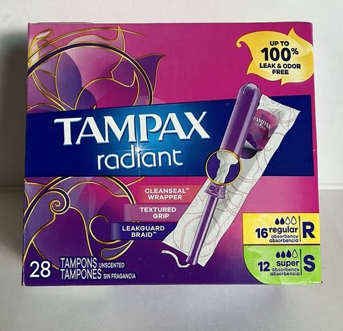 Tampax Radiant Duo Pack Tampons mit LeakGuard normale & super Saugfähigkeit 28 Ct - Bild 1 von 4