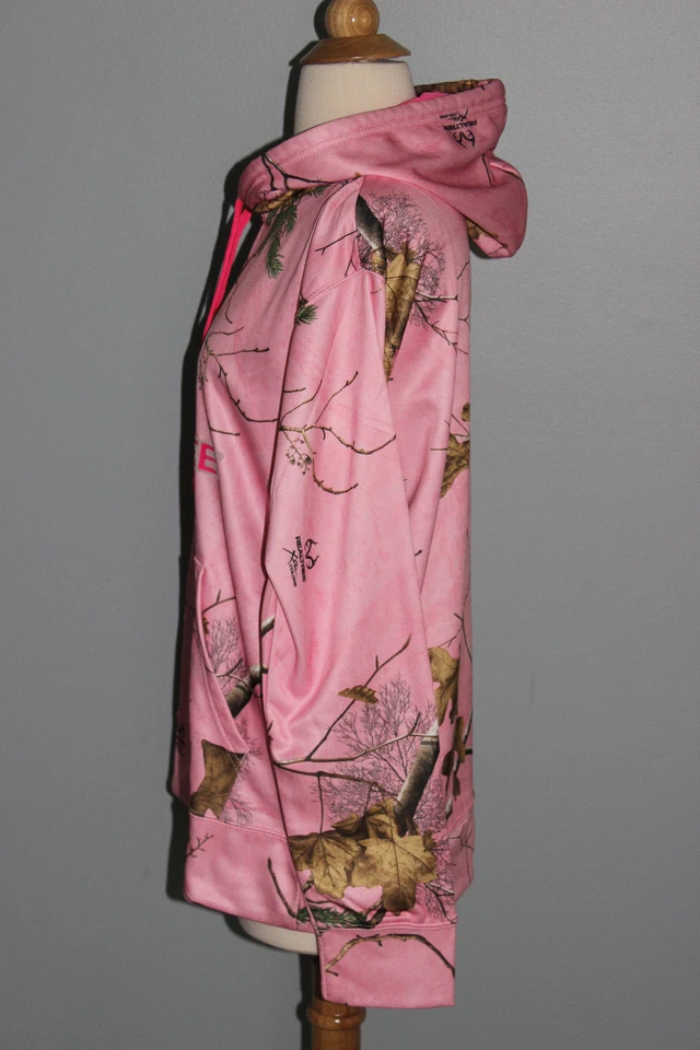 LADIES New Camo Pink REALTREE Hoodie Womens S M L XL Hunting Hooded Sweatshirt - Image 2 of 3