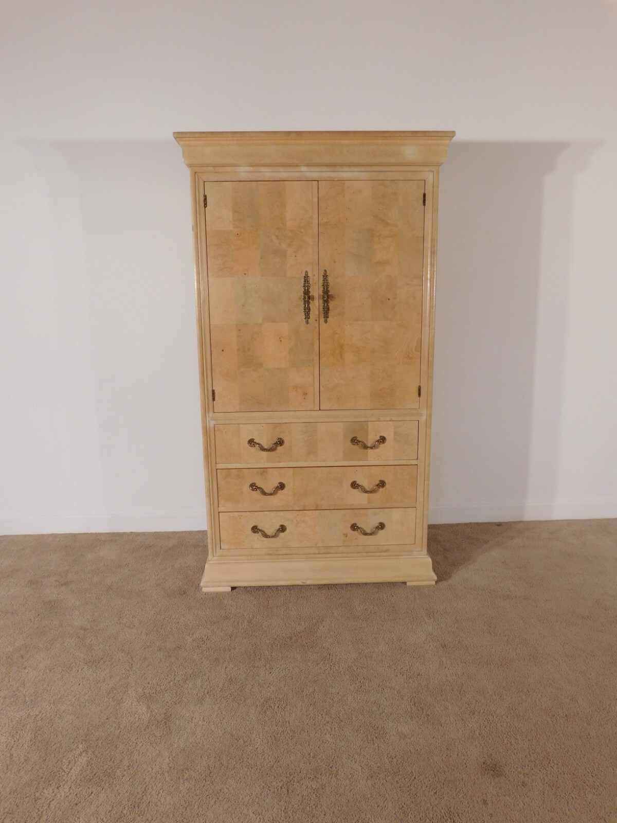 HENREDON Charles X Biedermeier or Empire Linen Press TV Cabinet Armoire