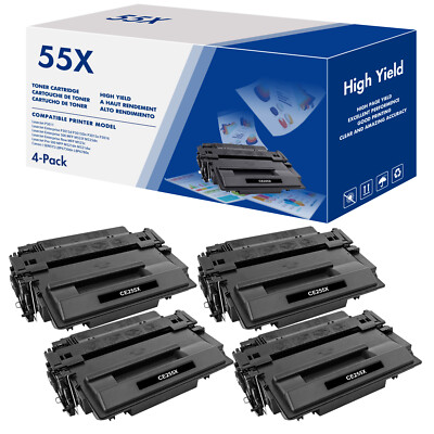 4PK CE255X 55X Toner Cartridge For HP LaserJet Enterprise 500 MFP M525f M525dn