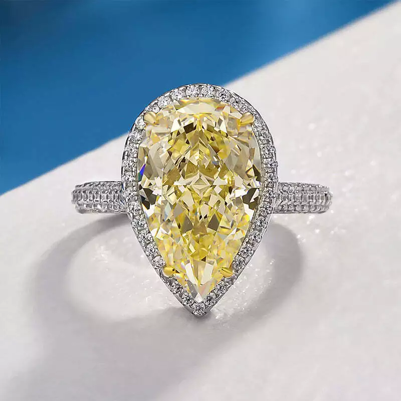 Yellow sapphire pear sale ring