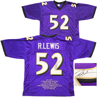RAVENS RAY LEWIS AUTOGRAPHED SIGNED PURPLE FOOTBALL JERSEY WITH