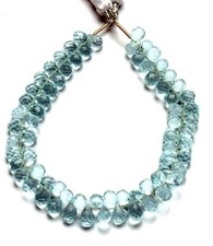 Aquamarine Color Quartz 6x4 mm Size Faceted Teardrop Briolette Beads 6.5" Strand
