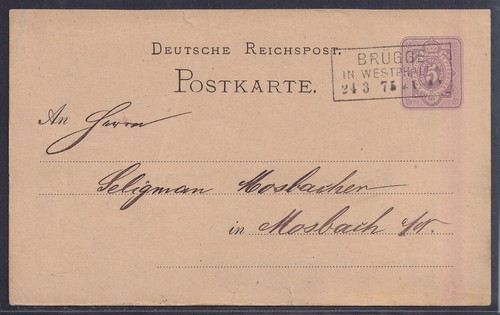 73834) BRÜGGE IN WESTPHALEN guter NDP-Stempel 1875 auf Postkarte Westfalen - Picture 2 of 3