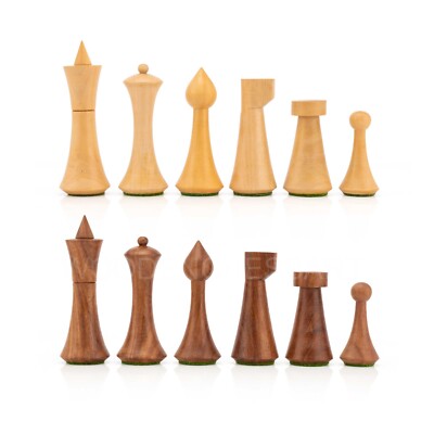 4'' Reproduced Minimalist Hermann Ohme Chess Pieces only in Golden Rosewood