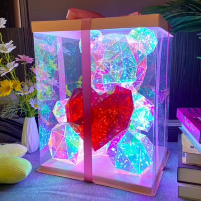 Crystal LED Teddy Bear   Smart RGB Lighting with App & Remote Control DIY Color