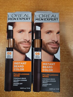 2 Pk: L Oreal Men Expert Instant Beard Color, #05 Light/Medium Brown - E3B