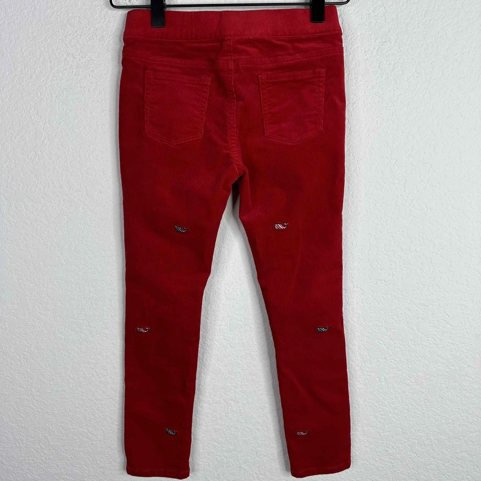 Pantalones Vineyard Vines Niñas Talla 7 Rojo Ballena Bordado Pana Festivo Vacaciones Foto 2 de 4