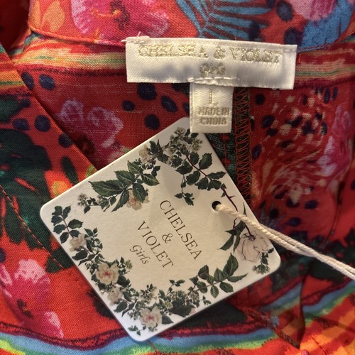 NWT Chelsea & Violet Dress Girls L Large 12 14 Babydoll Swing Floral Split Slv - Picture 8 of 10