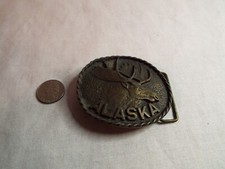 VINTAGE ALASKA MOOSE BELT BUCKLE. LOOK