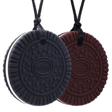Chew Necklaces for Sensory Kids, 2 Pack Silicone Chewy Necklace Sensory Toys for