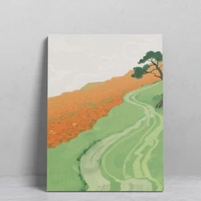 Concise Winding Road Hillside Flowers Dorm Decor Landscape Canvas Prints