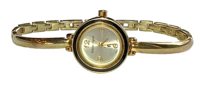 Etienne Aigner Women s Gold Bangle Watch Black Bezel New Battery