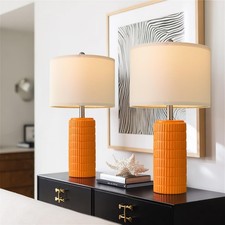 PoKat 23" Orange Table Lamps Decor for Living Room Set of 2, Modern Living Ro...