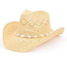 TOVOSO Western Cowgirl Hat, Straw Cowboy Hat for Women with Shapeable Brim, B...