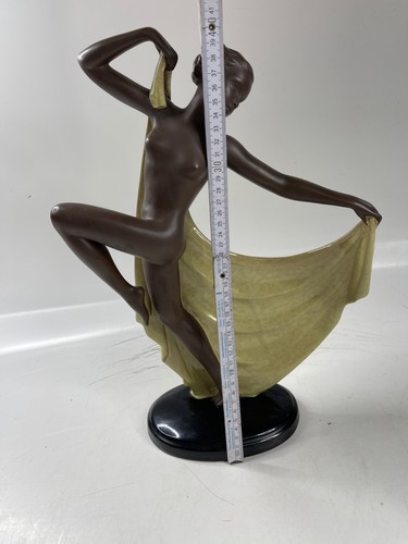 Statuina Josef Lorenzl in stile art deco ballerina con panno giallo anni '20 - Foto 4 di 4