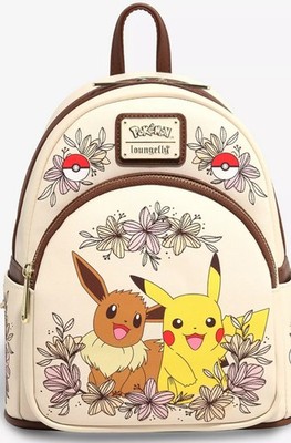 LOUNGEFLY POKEMON PIKACHU & EEVEE FLORAL MINI BACKPACK ~ WITH TAGS