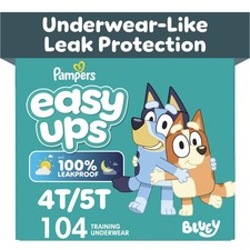 Easy Ups Girls  Boys Potty Training Pants, Size 6 4T-5T , 104 Count, Bluey
