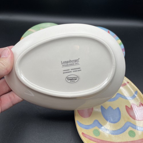 Longaberger Pottery Set di 4 piatti snack per uova di Pasqua 7 x 5" - Foto 6 di 8