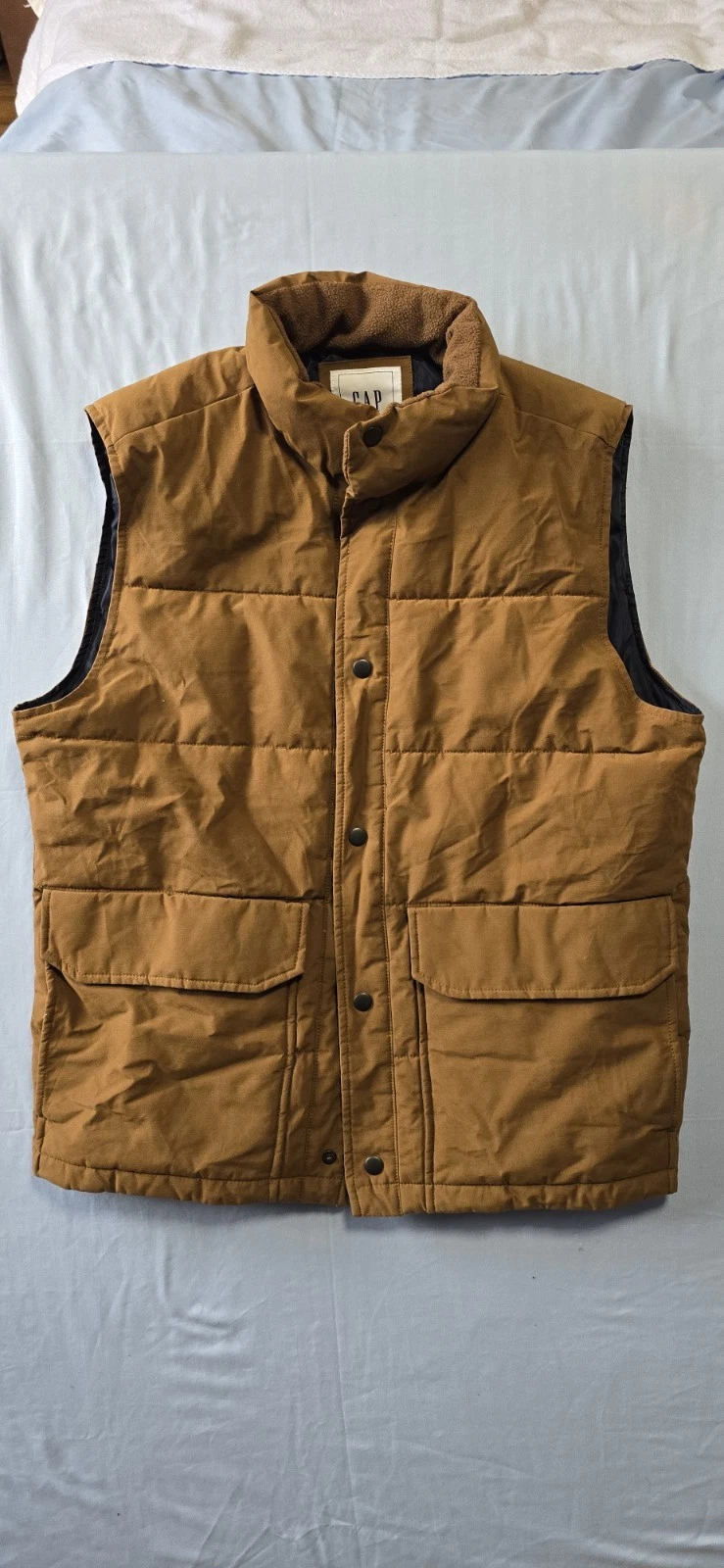 GAP Men’s Puffer Vest Size S | ColdControl Max Insulated Water Resistant Brown