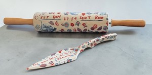 Anthropologie Retired Nathalie Lete Bibelot Ceramic Rolling Pin And Pie Server