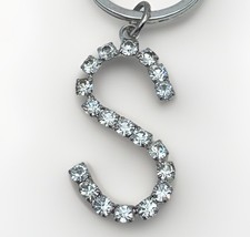 Silver-Tone Classic Pave Sparkling Crystals Initial "S" Keychain
