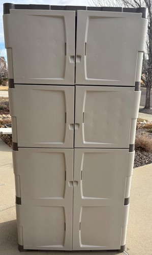 Rubbermaid Freestanding 4 Shelf Plastic Cabinet W/Doors 72”x36”18”