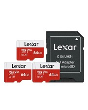 E-Series 64GB Micro SD Card 3 Pack, microSDXC UHS-I Flash Memory Card with Ad...