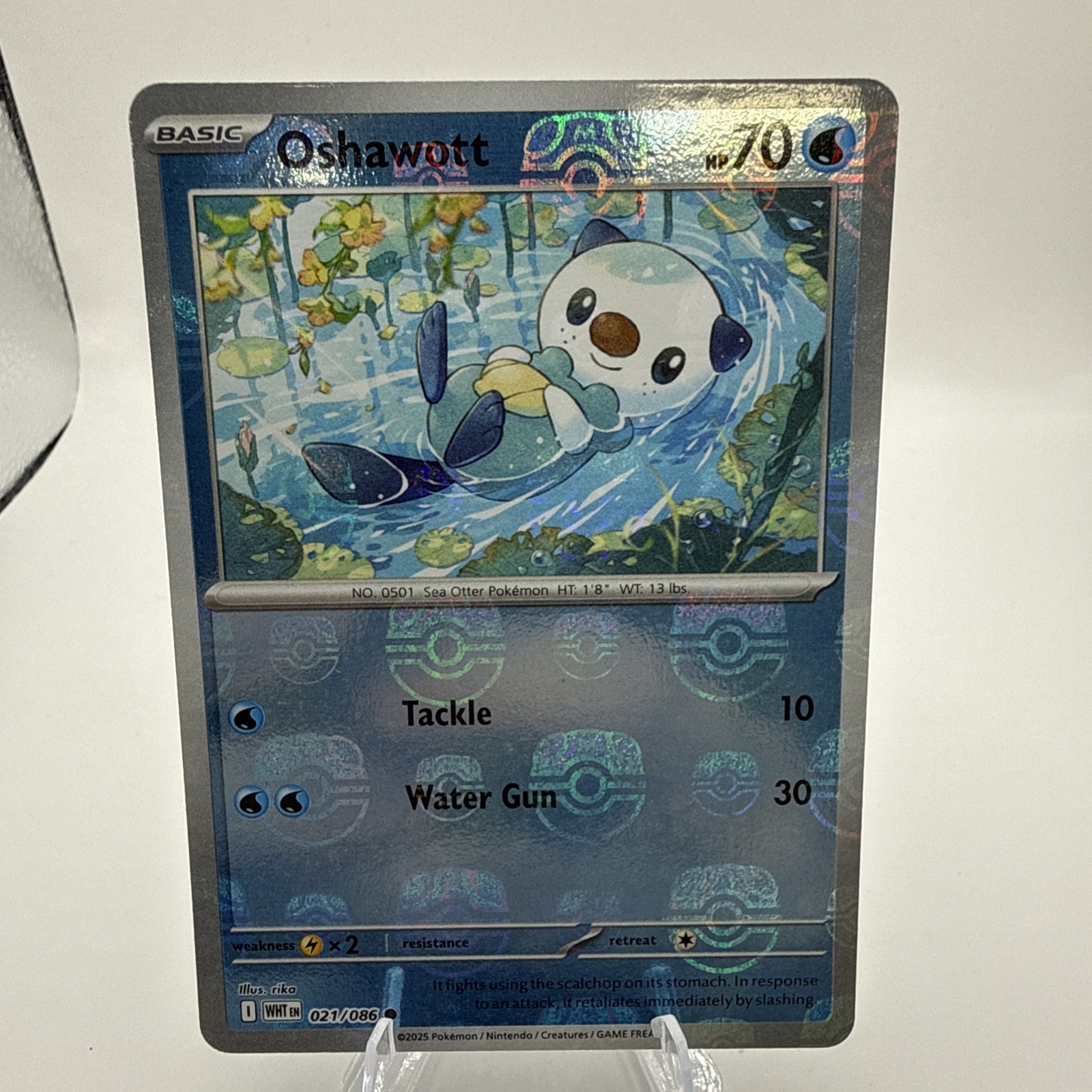 Oshawott 021/086 Master Ball Reverse Holo NM/M - White Flare
