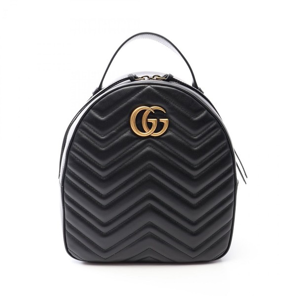 Gucci GG Marmont Backpack Black Leather 23x24.5x10cm Used