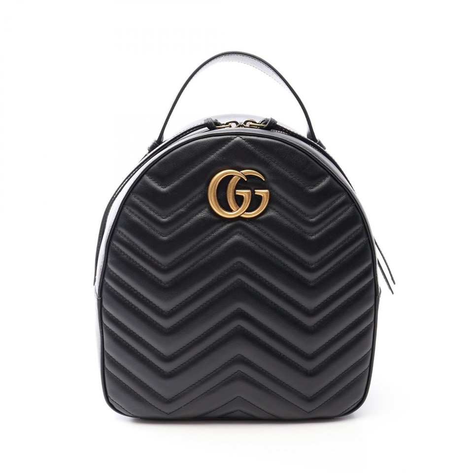 Gucci GG Marmont Backpack Black Leather 23x24.5x10cm Used