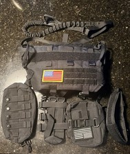 Tactical Dog Vest Harness and Training Dog Collar with Bungee Dog Leash Set N...