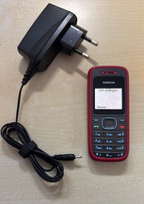 Nokia 1208 Schwarz Rot Geprüft Händler Volle Funktion Garantie Accu Neu Komplett