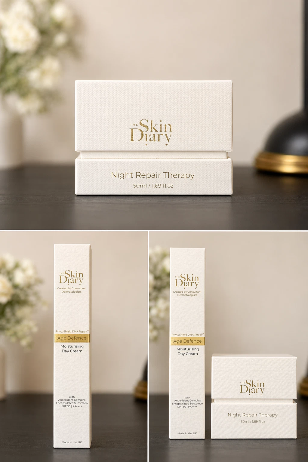 The Skin Diary Day & Night Cream Set 50ml NEW Authentic Clinic Skincare Duo