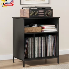 Record Player Stand Vinyl Storage Cabinet Large Record Holder Modern Stereo 23.6