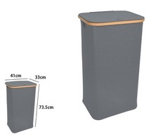 x Cesto Portabiancheria Salvaspazio Rettangolare Grigio Con Coperchio Legno dfh