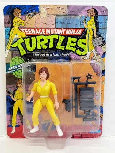 TMNT APRIL O`NEIL Playmates 1988 Action Figure Blue Stripe Variant UNPUNCHED