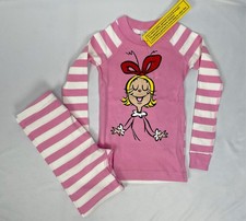 Hanna Andersson Grinch Cindy Lou Who PJ Set Girl 100 US 4 Pink Christmas 2pc